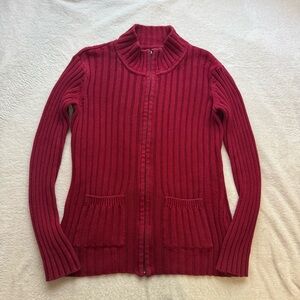 Burgundy Van Heusen zip-up sweater